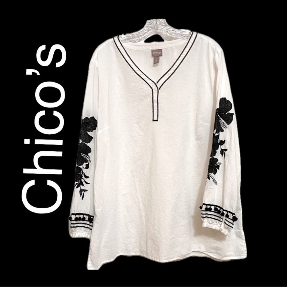 CHICO’S WOMEN’S LIGHT WEIGHT BLOUSE:  SIZE:3 BUST:25” LENGTH:29” FREE SHIPPING!
